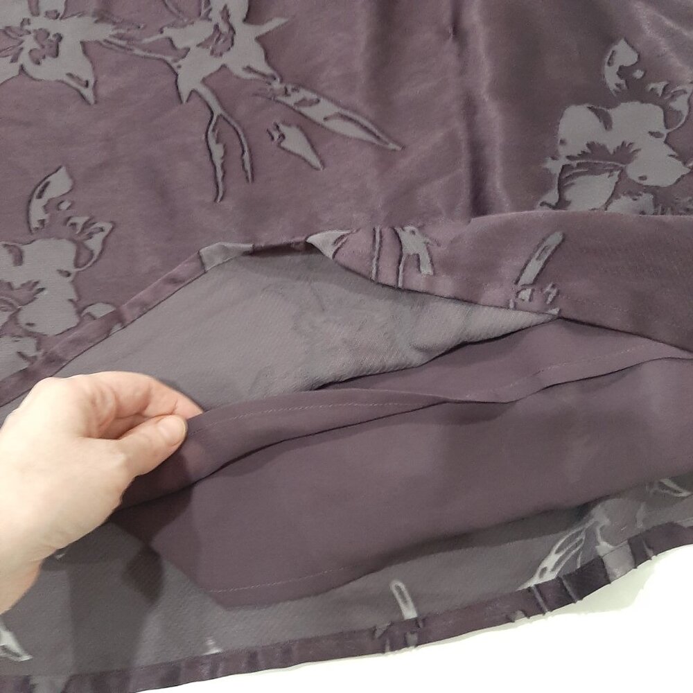 Y2k sheer silky whimsigoth purple floral minimalist festival relaxed fit blouse - Picture 9 of 11